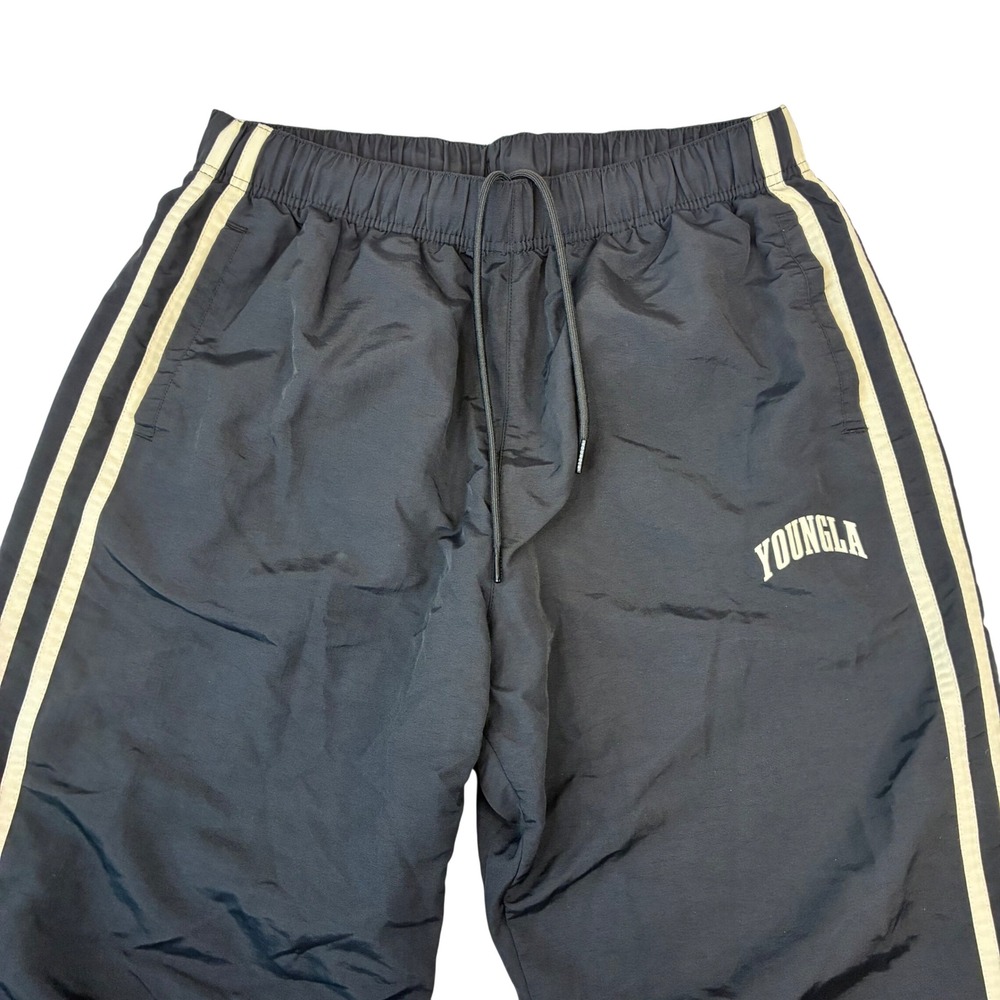 YoungLA Track Pants Mens XXL Black Striped Windbreaker Mesh Lined YLA4510 #249